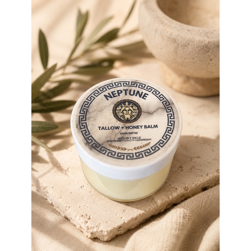 Neptune Tallow + Honey Balm Handcrafted Natural Skincare Moisturizer 2oz Jar